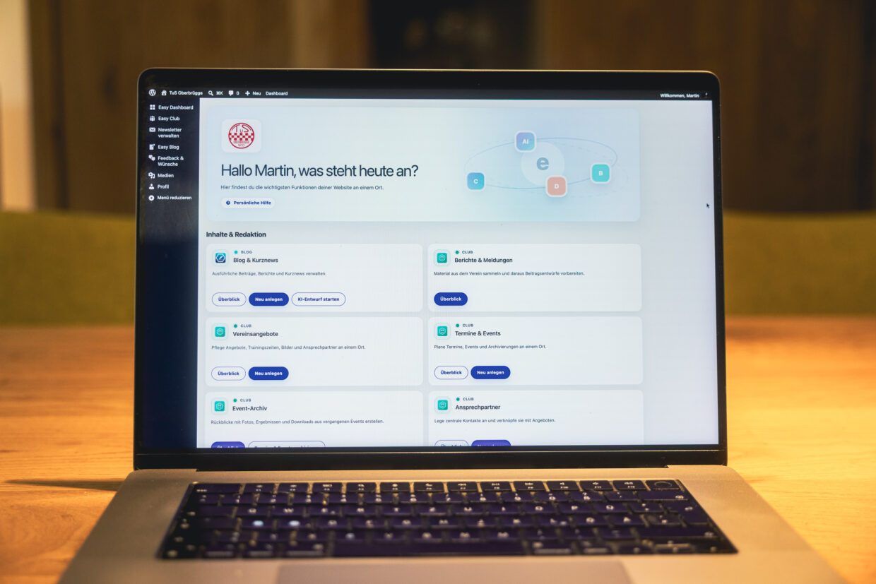 Easy Dashboard auf dem Bildschirm